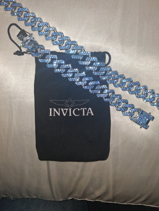 Invicta Other - Invicta Blue Crystal Cuban Link Bracelet Set